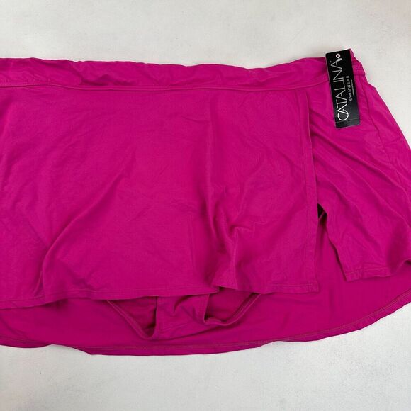 NWT Catalina Swimwear Pink Faux Wrap Skort Skirt W/ Shorts Plus Size 3X Stretch - Picture 2 of 11